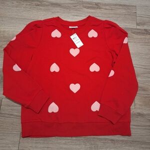 NWT Red Heart Pattern Pullover Sweater